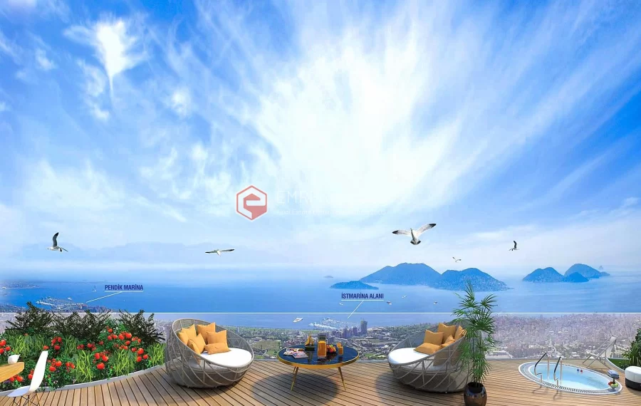 Magnificent project with a view of the Islands and the Marina in Kartal