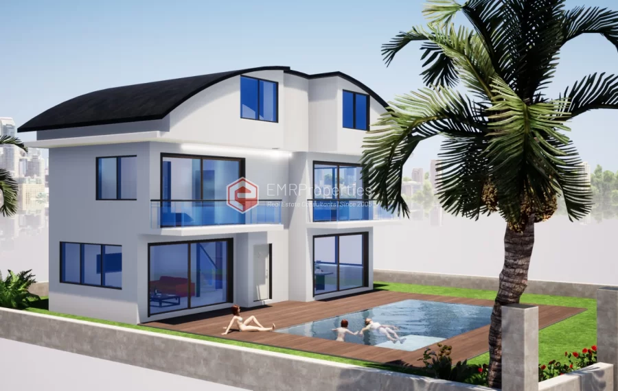 Freistehende Triplex Villa in der mediterranen Küstenstadt zum Verkauf in Antalya