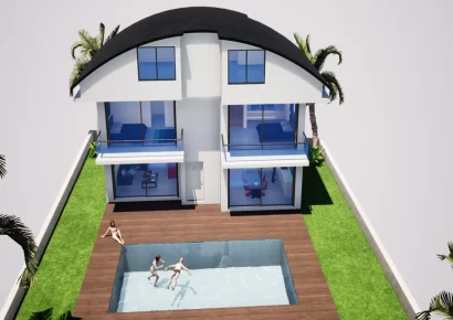 Detached triplex villa in the Mediterranean coastal city for sale in Antalya