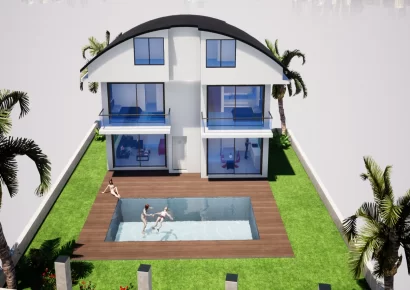 Detached triplex villa in the Mediterranean coastal city for sale in Antalya