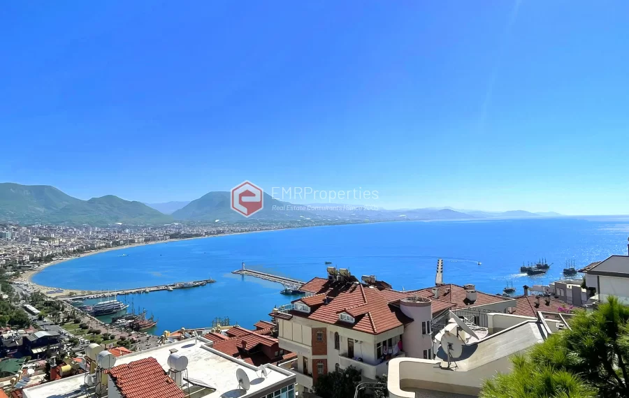 Wunderschöne 3-Zimmer-Wohnung mit Panoramablick in der Burg von Alanya zu verkaufen