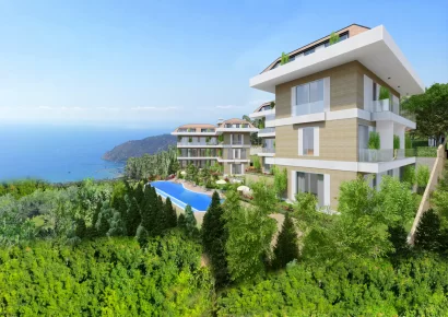 Special project apartments in a complex with sea view in the center of Alanya