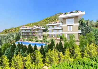 Special project apartments in a complex with sea view in the center of Alanya