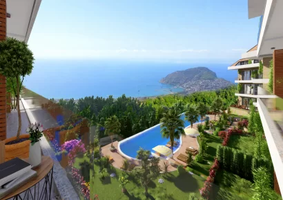 Special project apartments in a complex with sea view in the center of Alanya