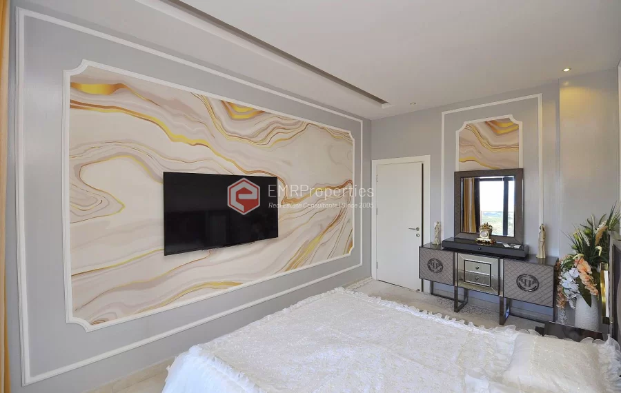 Ultra luxury duplex villa with sea and castle view for sale in Kargicak