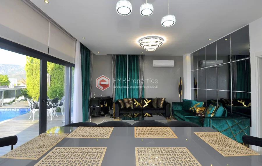 Ultra luxury duplex villa with sea and castle view for sale in Kargicak