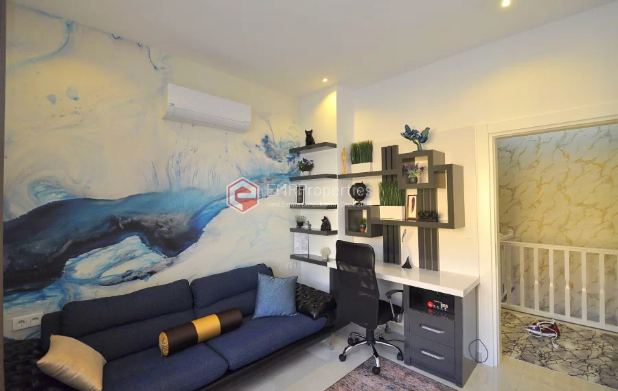 Ultra luxury duplex villa with sea and castle view for sale in Kargicak