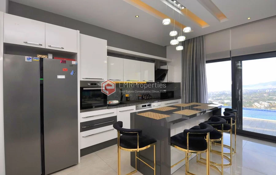 Ultra luxury duplex villa with sea and castle view for sale in Kargicak