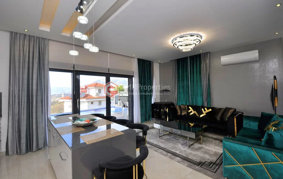 Ultra luxury duplex villa with sea and castle view for sale in Kargicak