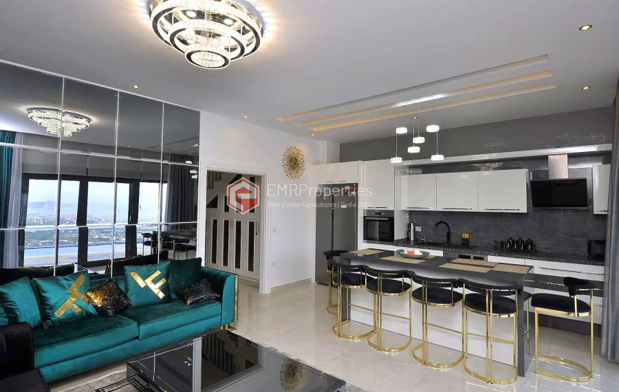 Ultra luxury duplex villa with sea and castle view for sale in Kargicak